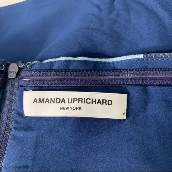 Amanda Uprichard Medium Laurena Halter Tie Top Blue Chambray Colorblock - Picture 4 of 8